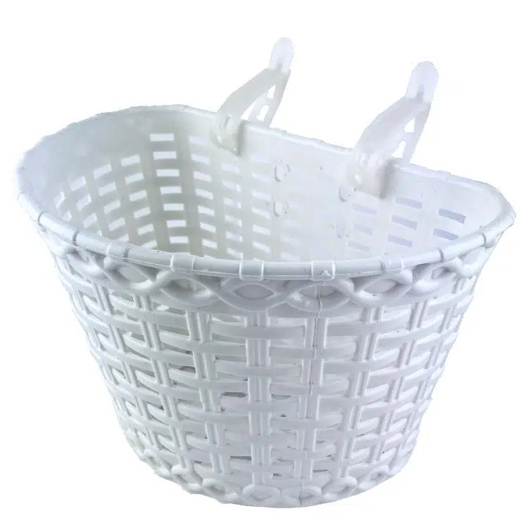 16-20 Jant Uyumlu Hasır Desenli Plastik Çocuk Bisikleti Ön Sepet Beyaz